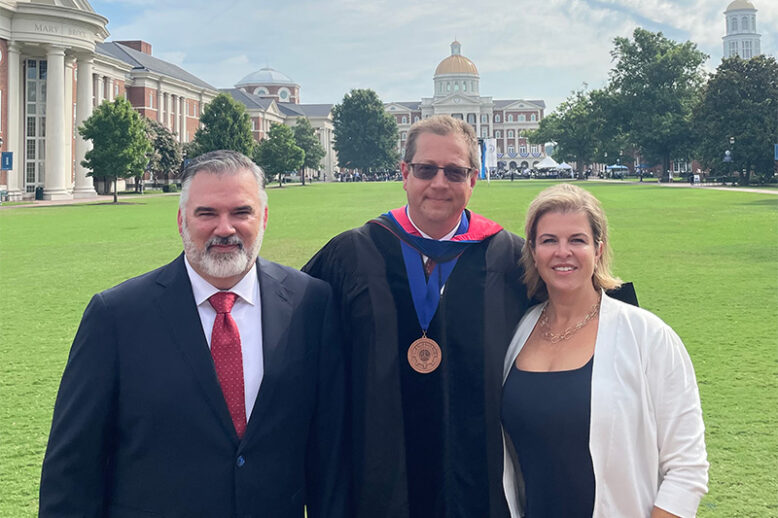 Jim Crawford (left), Dr. Nathan Busch (middle), and Cynthia Crawford (right) | Photo Courtesy of cnu.edu